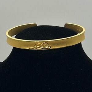 Gold Tone Open Cuff Bracelet with Cloud Motif – Classic Minimalist Design